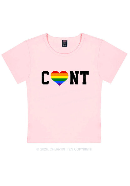 Rainbow Heart Cxxt Pride Y2K Baby Tee Cherrykitten
