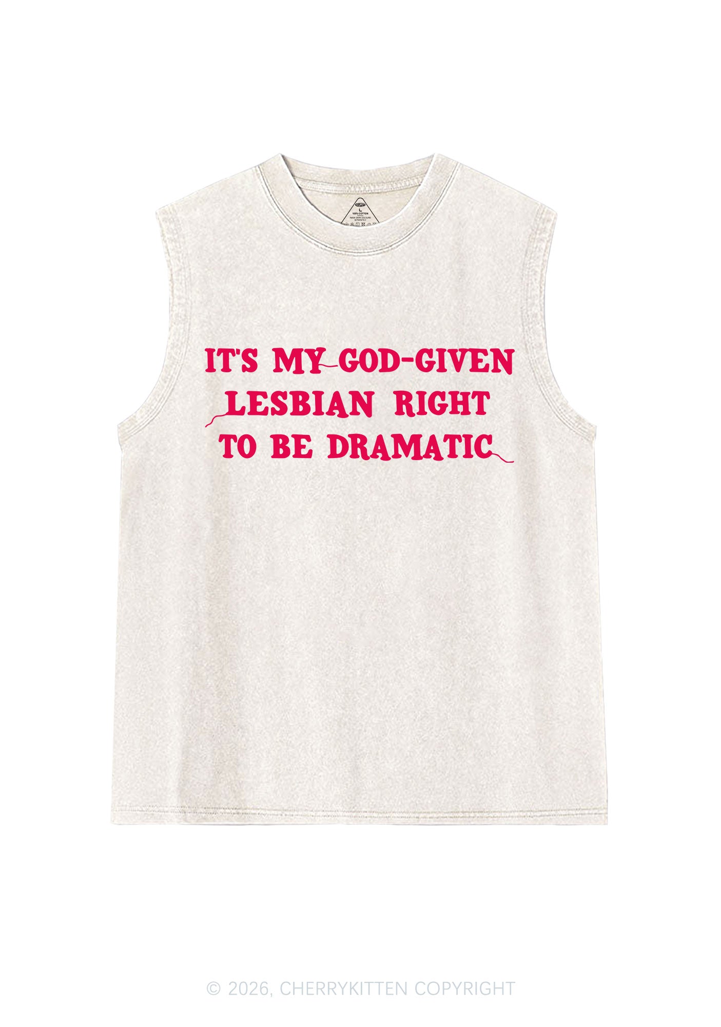 God Given Lesbian Right Pride Y2K Washed Muscle Tank Cherrykitten