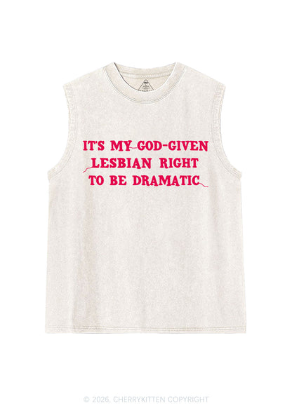 God Given Lesbian Right Pride Y2K Washed Muscle Tank Cherrykitten