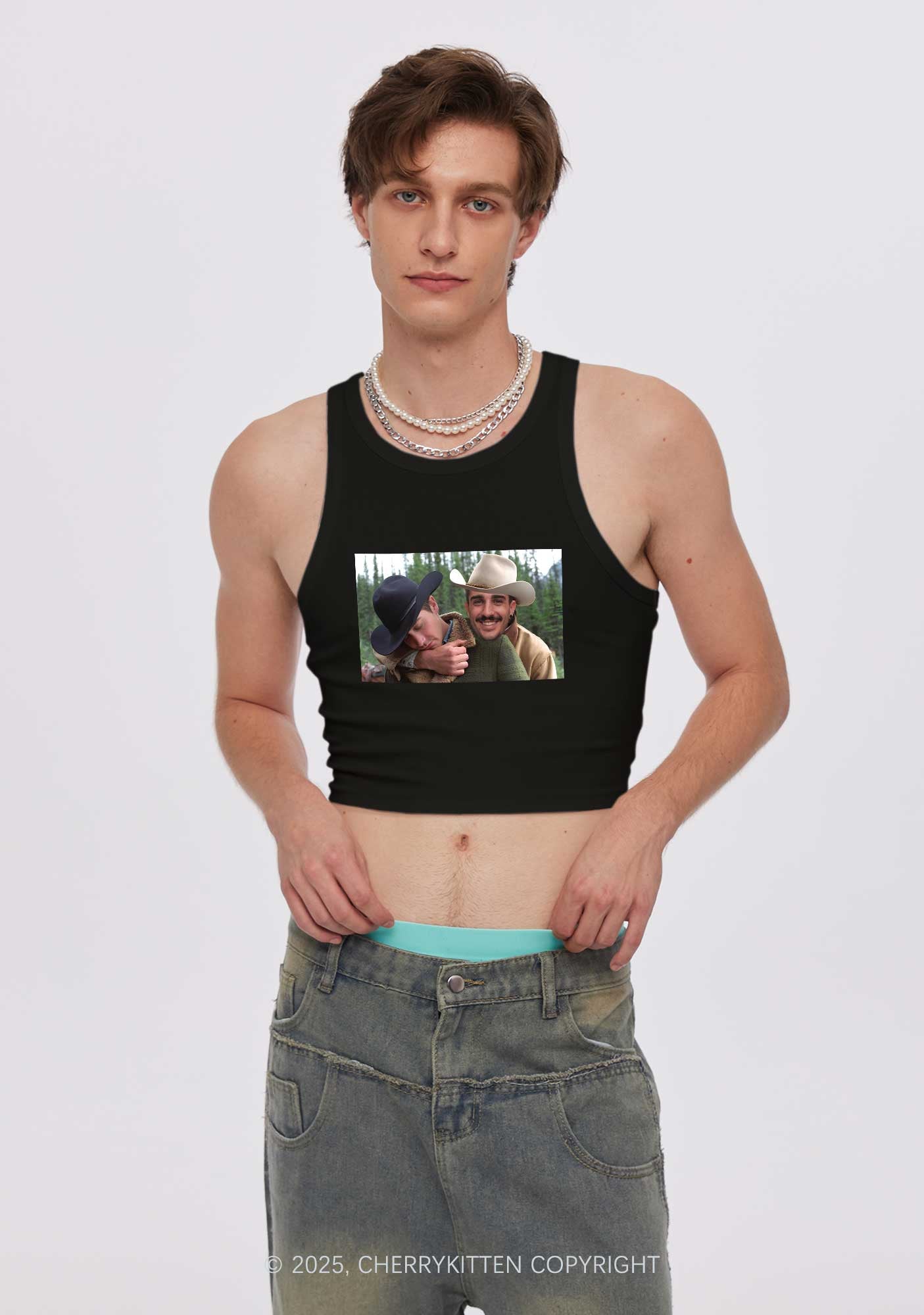 Custom Gay Cowboy Pride Y2K Crop Tank Top Cherrykitten