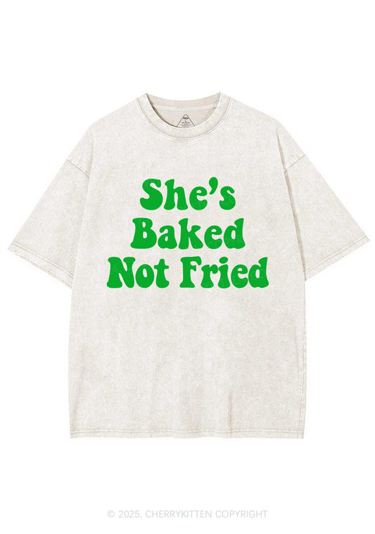 She Is Baked Not Fried Y2K Shirts Washed Tee Cherrykitten