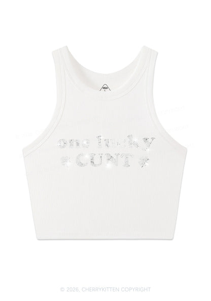 Rhinestone One Lucky Cxxt St Patricks Y2K Crop Tank Top Cherrykitten