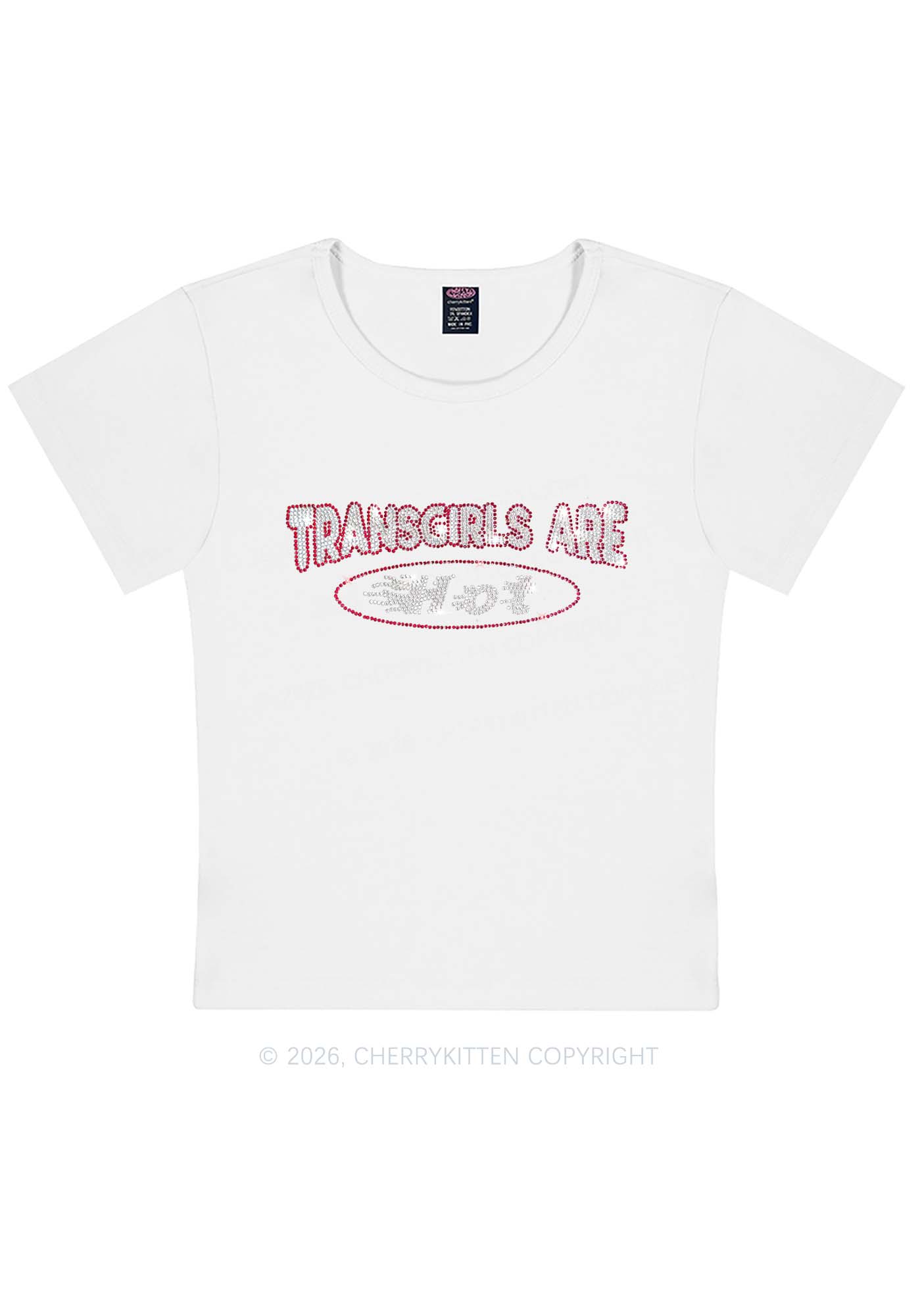 Rhinestone Transgirls Are Hot Pride Y2K Baby Tee Cherrykitten