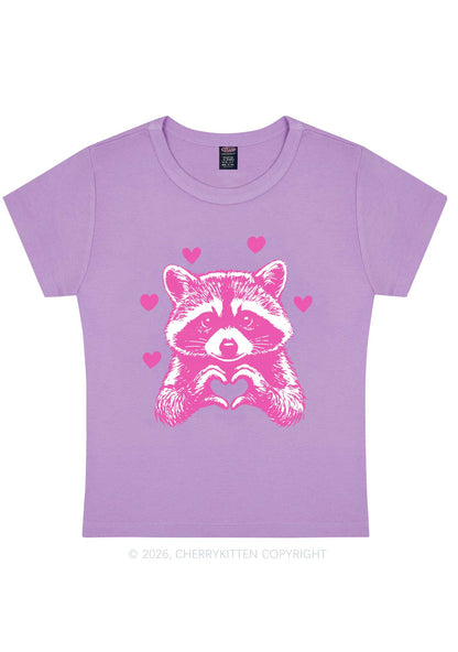 Pink Raccoon Heart Valentine's Day Y2K Baby Tee Cherrykitten