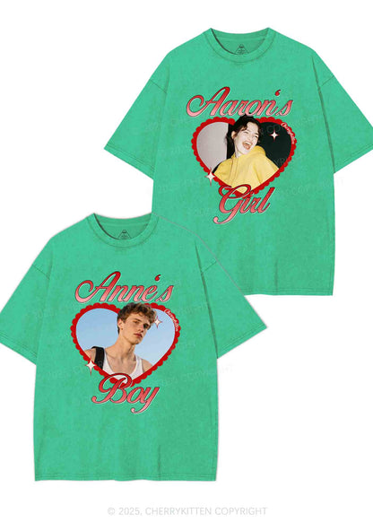 Custom Photo Heart Graphic Y2K Valentine's Day Washed Tee Cherrykitten