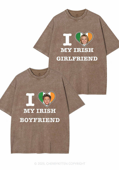 Custom My Irish BF GF Y2K Valentine's Day Washed Tee Cherrykitten