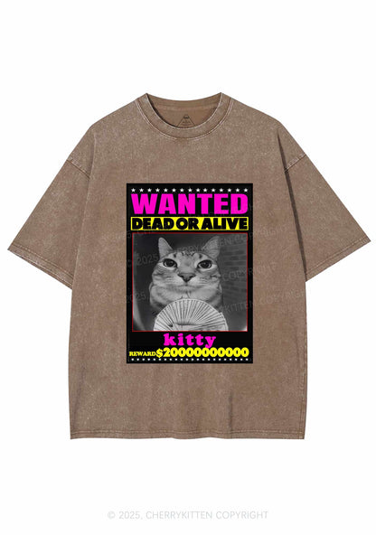 Custom Wanted Kitten Y2K Shirts Washed Tee Cherrykitten