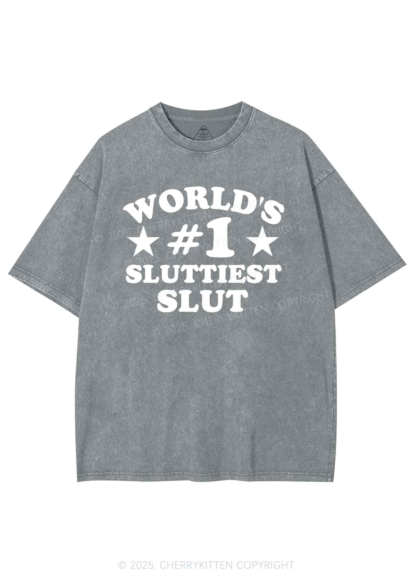 Worlds First Slxttiest Slxt Y2K Shirts Washed Tee Cherrykitten