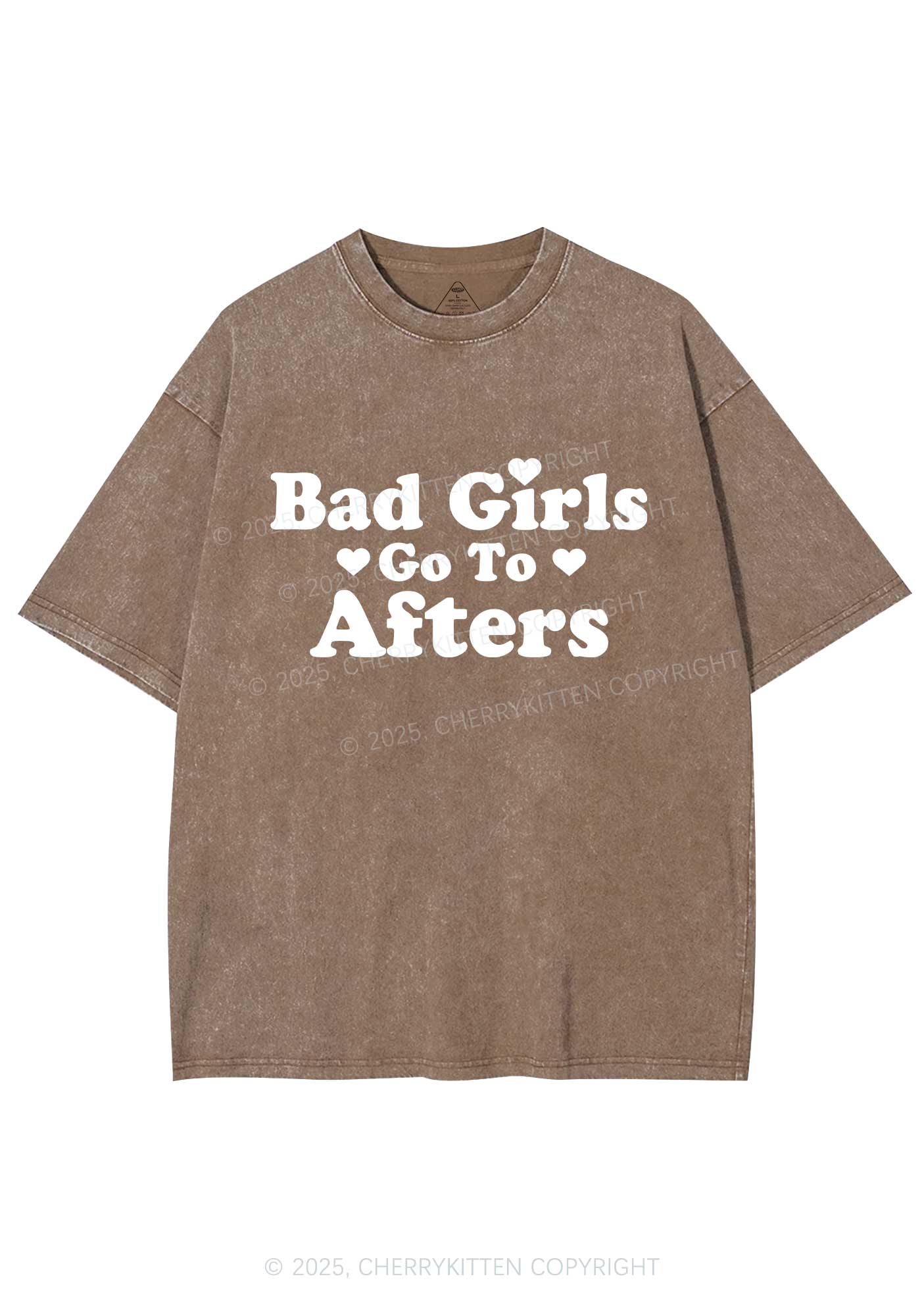 Bad Girls Go Afters Y2K Shirts Washed Tee Cherrykitten