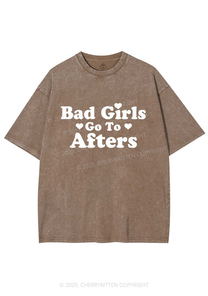 Bad Girls Go Afters Y2K Shirts Washed Tee Cherrykitten