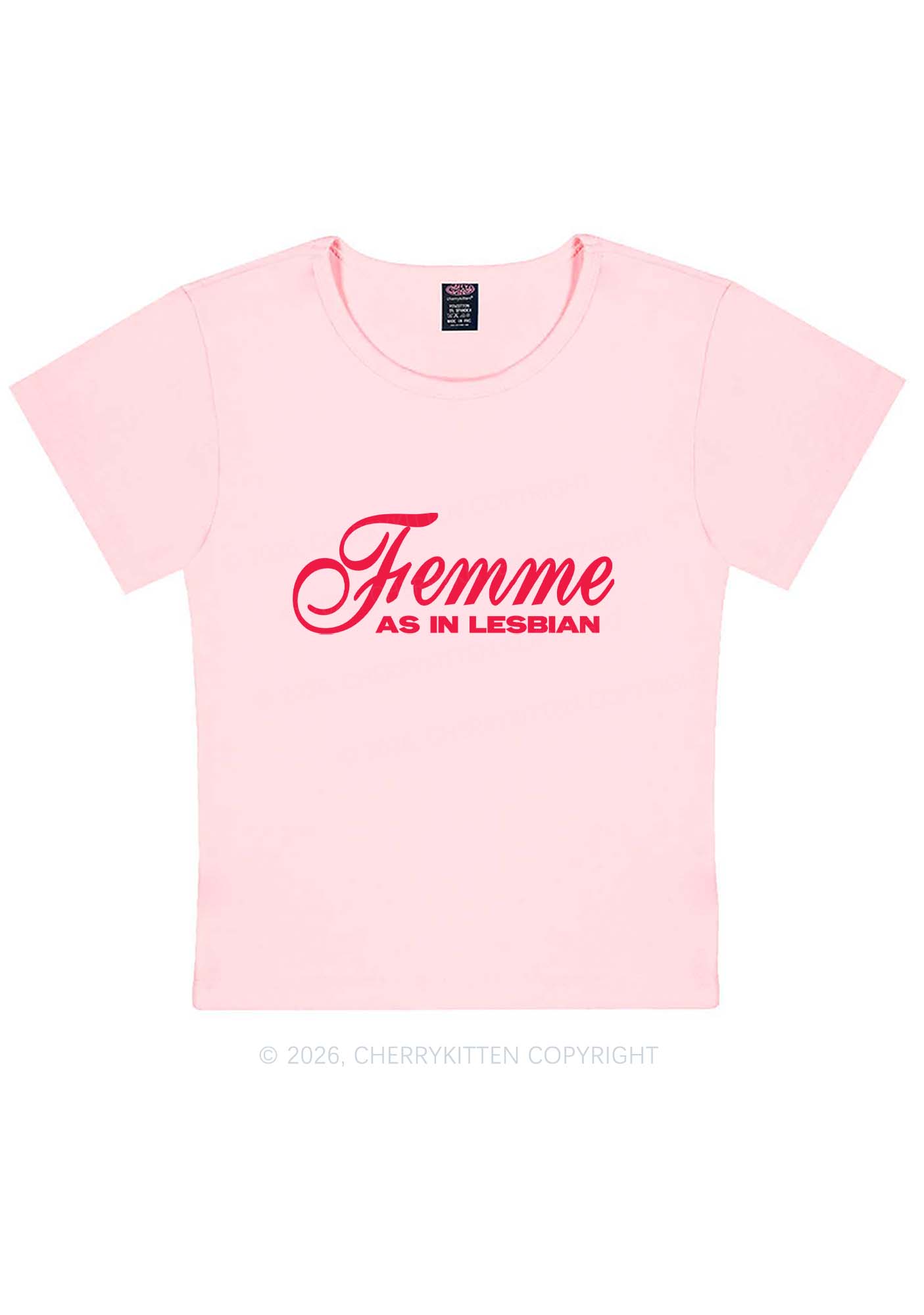 Femme As In Lesbian Pride Y2K Baby Tee Cherrykitten
