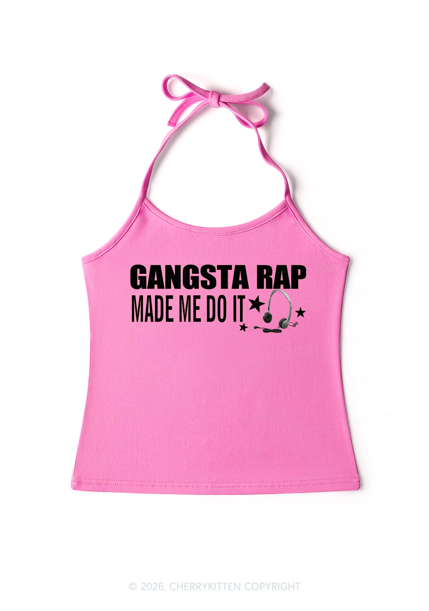 Gangsta Rap Made Me Do It Y2K Halter Neck Cami Cherrykitten