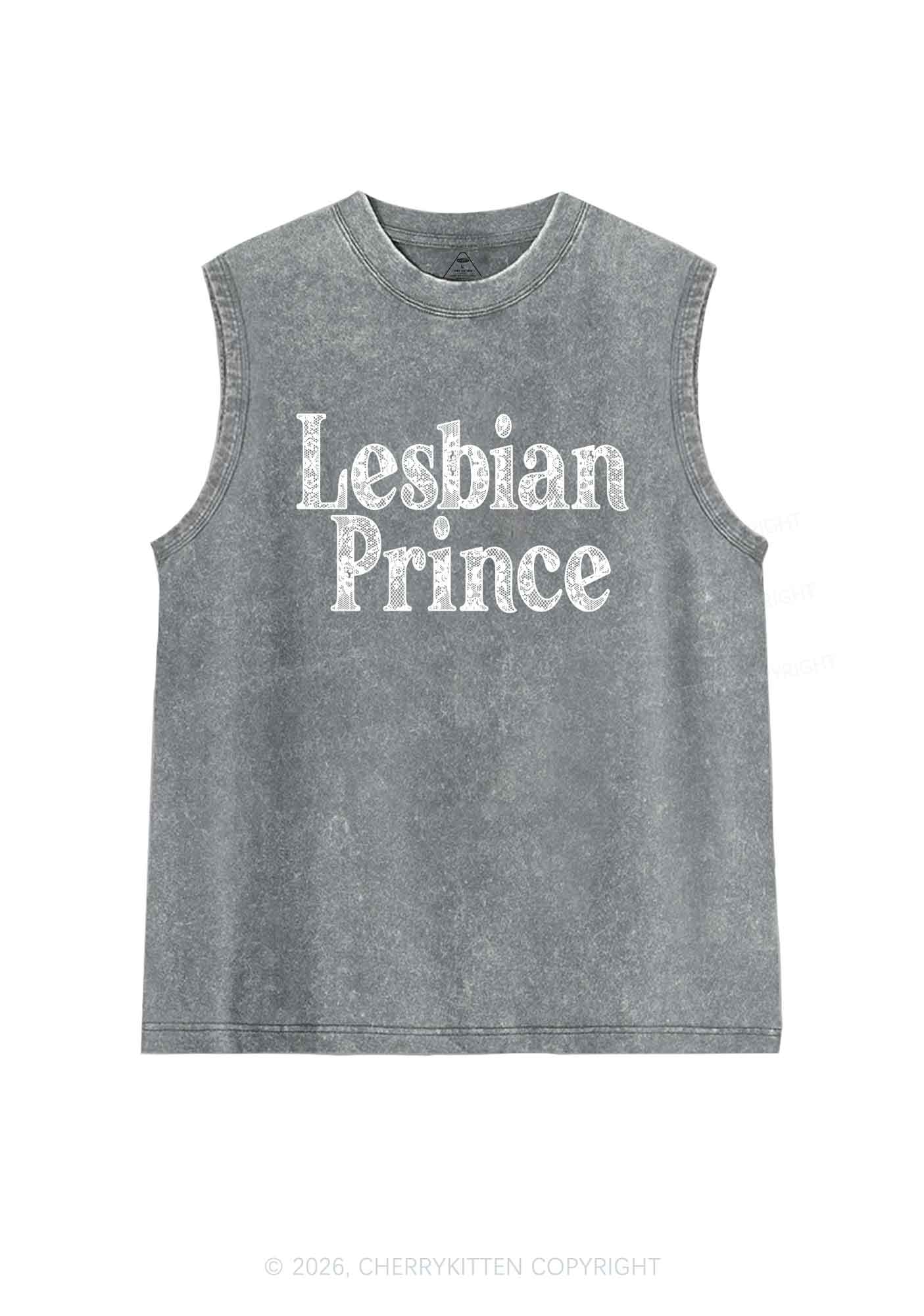 Lesbian Prince Pride Y2K Washed Muscle Tank Cherrykitten