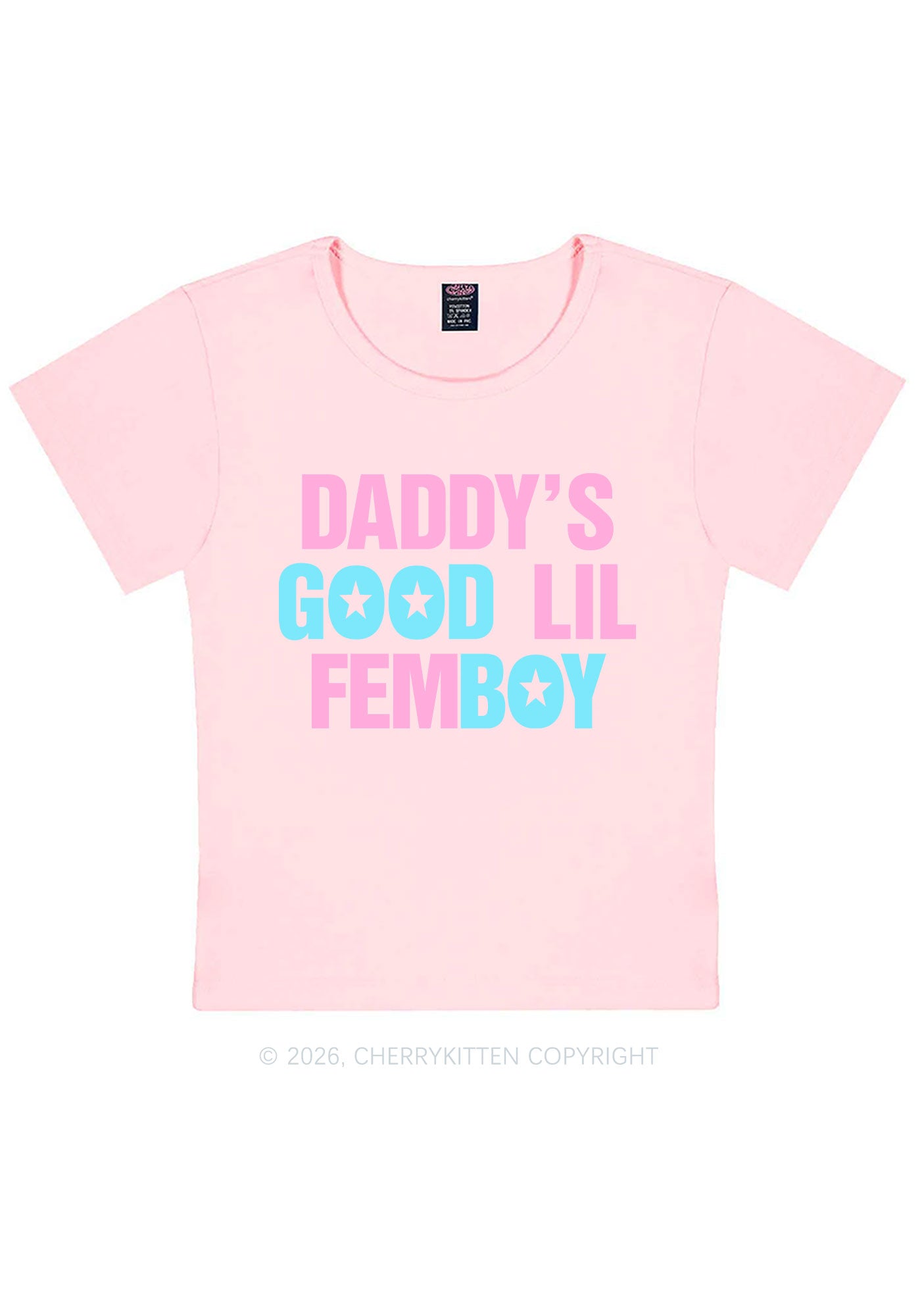 Daddys Good Lil Femboy Pride Y2K Baby Tee Cherrykitten