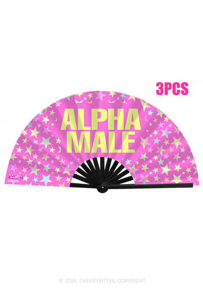 Hot Pink Alpha Male Y2K Rave Hand Fan Cherrykitten