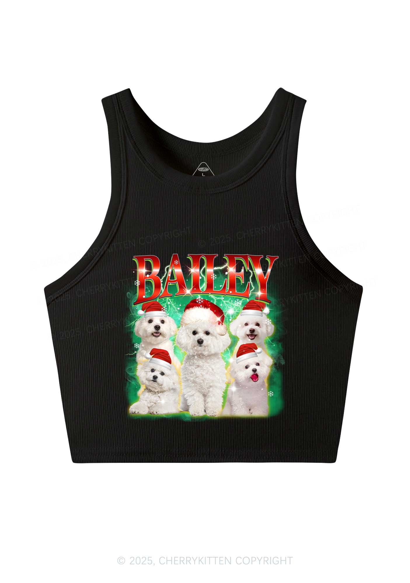 Custom Christmas Puppy Y2K Crop Tank Top Cherrykitten