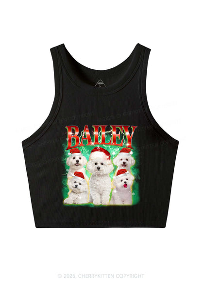 Custom Christmas Puppy Y2K Crop Tank Top Cherrykitten