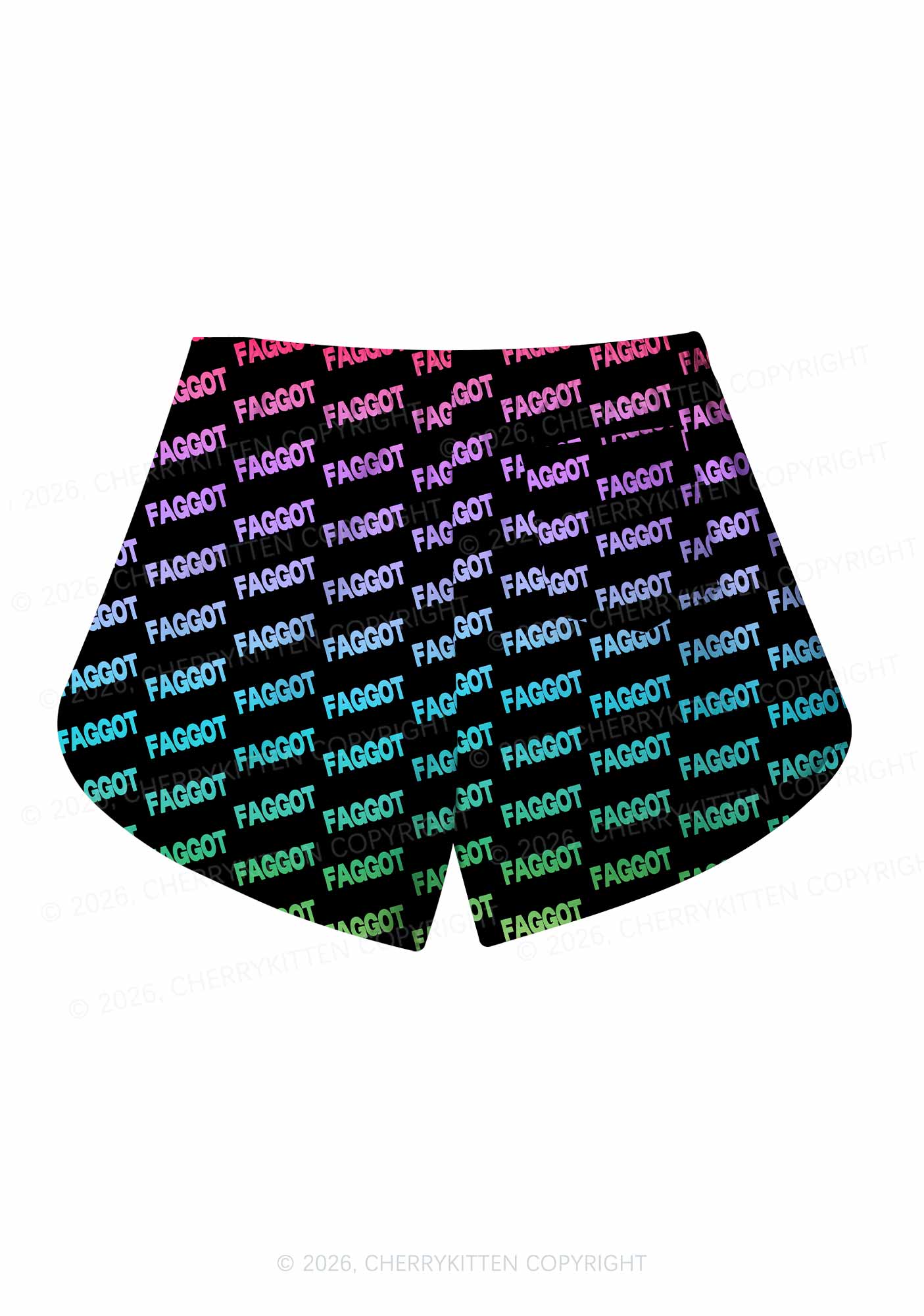 Neon Rainbow Faggot Pride Y2K Print Men Beach Shorts Cherrykitten