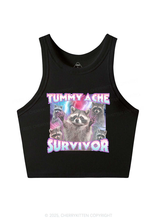 Tummy Ache Survivor Raccoon Y2K Crop Tank Top Cherrykitten