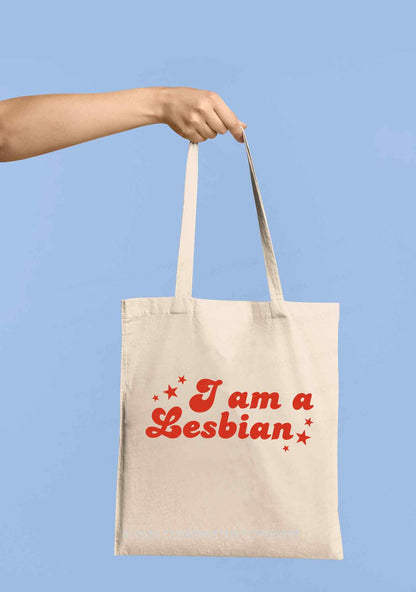 I'm Lesbian Pride Y2K Canvas Tote Bag Cherrykitten