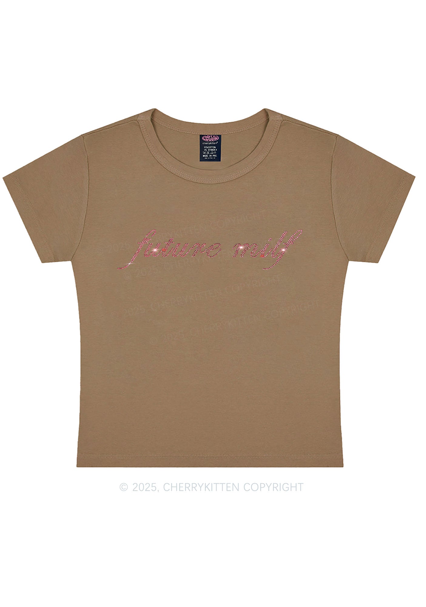 Rhinestone Pink Future Mxxf Y2K Baby Tee Cherrykitten