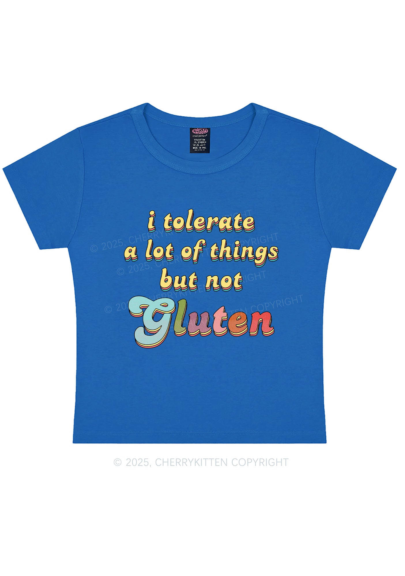 Tolerate Gluten Y2K Baby Tee Cherrykitten