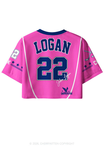 Pink Hockey Team JL Y2K Crop Sport Jersey Shirts Cherrykitten