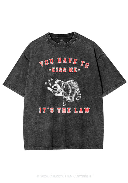 You Have To Kiss Me Y2K Valentine's Day Washed Tee Cherrykitten