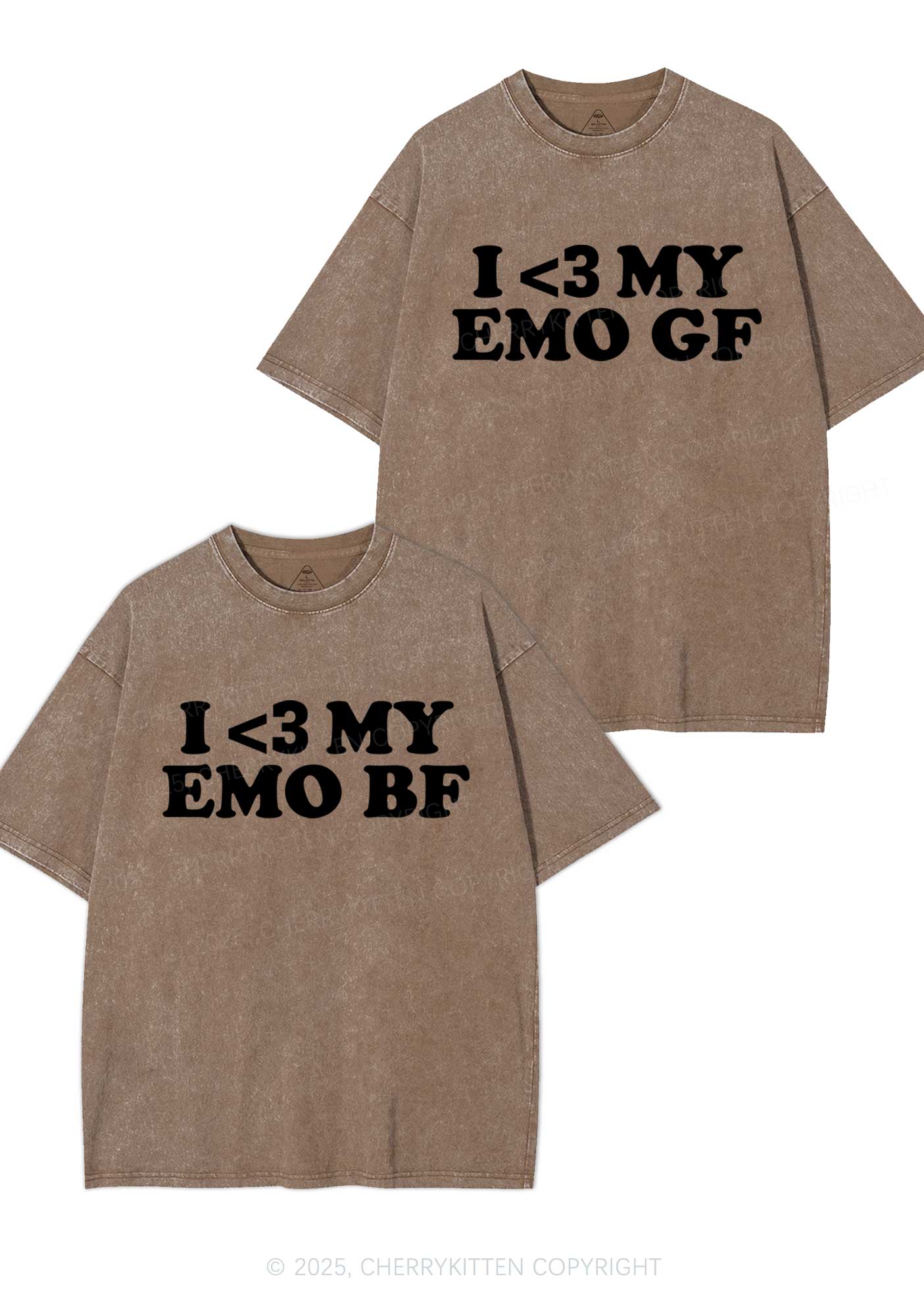 I Love My Emo BF GF Y2K Valentine's Day Washed Tee Cherrykitten