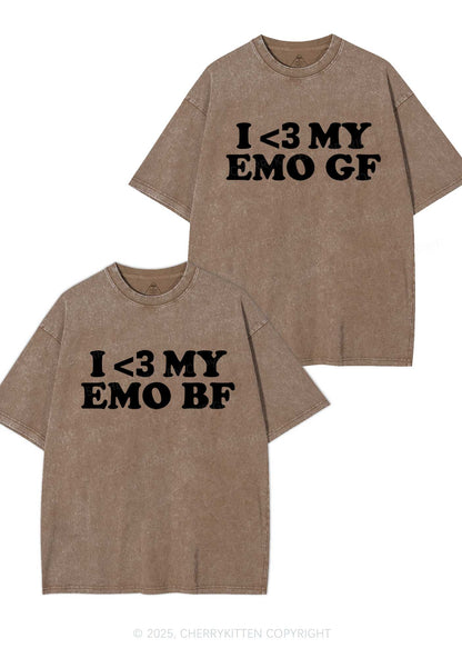 I Love My Emo BF GF Y2K Valentine's Day Washed Tee Cherrykitten