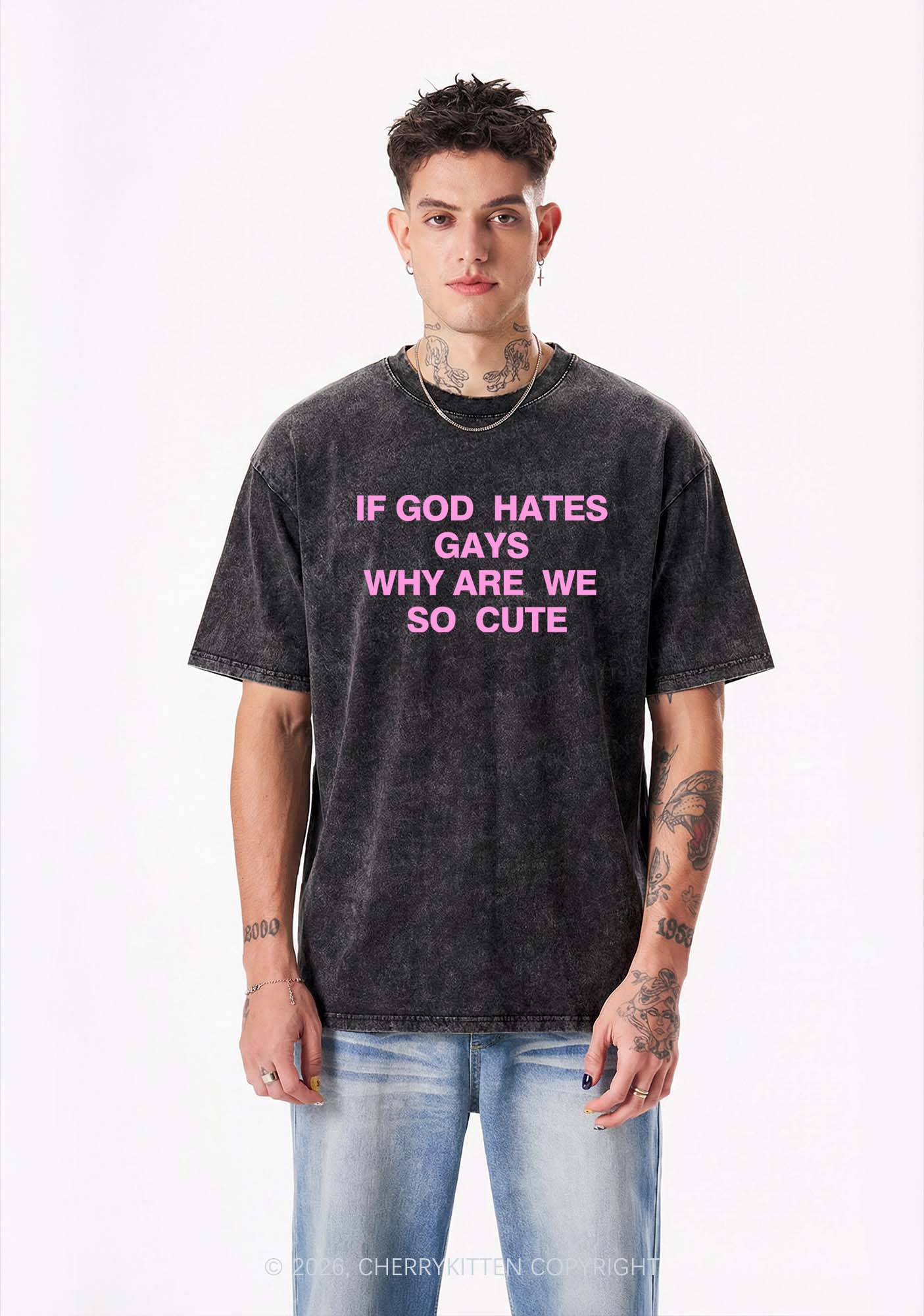 If God Hates Gays Pride Y2K Shirts Washed Tee Cherrykitten