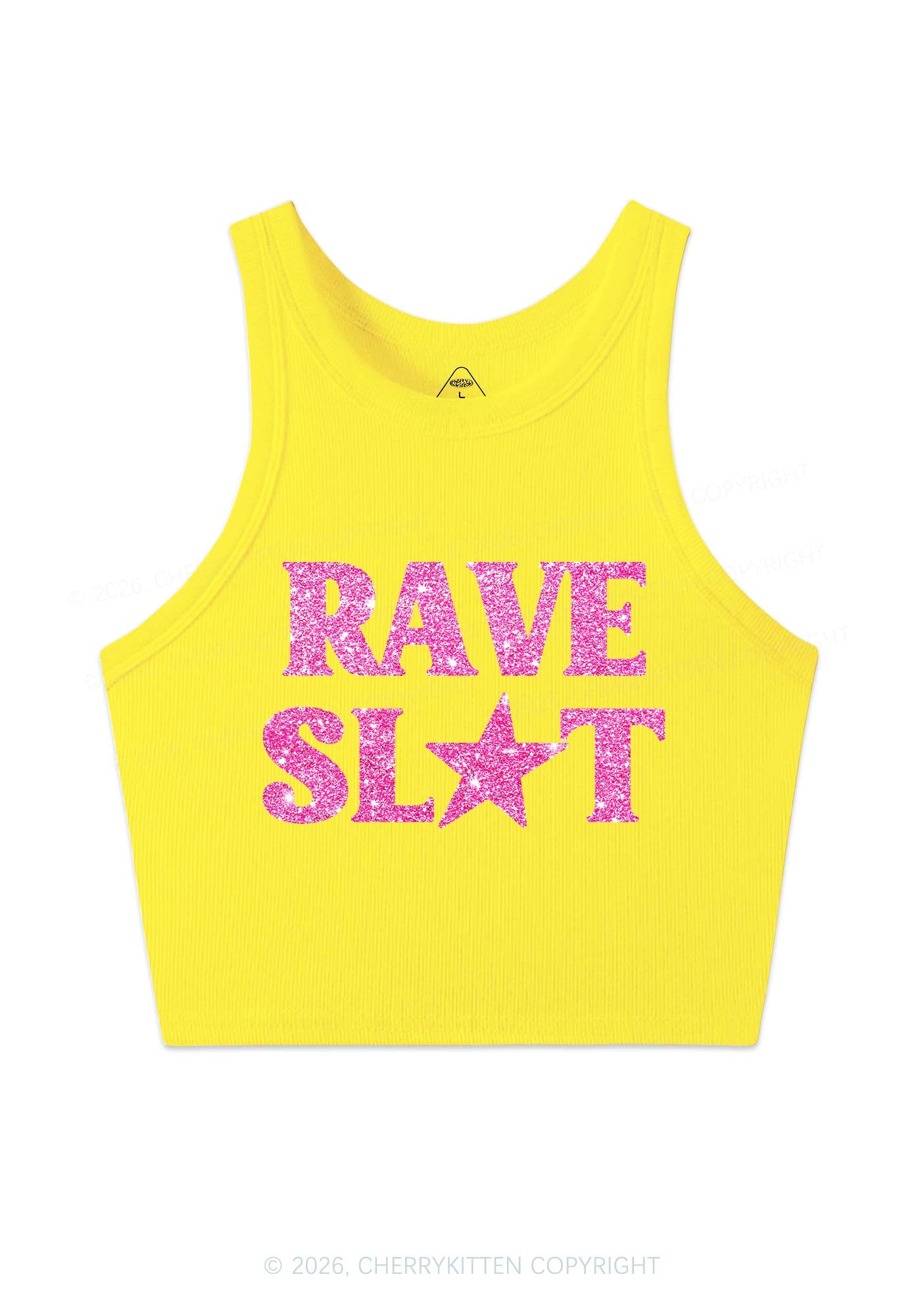 Glitter Rave Slxt Y2K Crop Tank Top Cherrykitten
