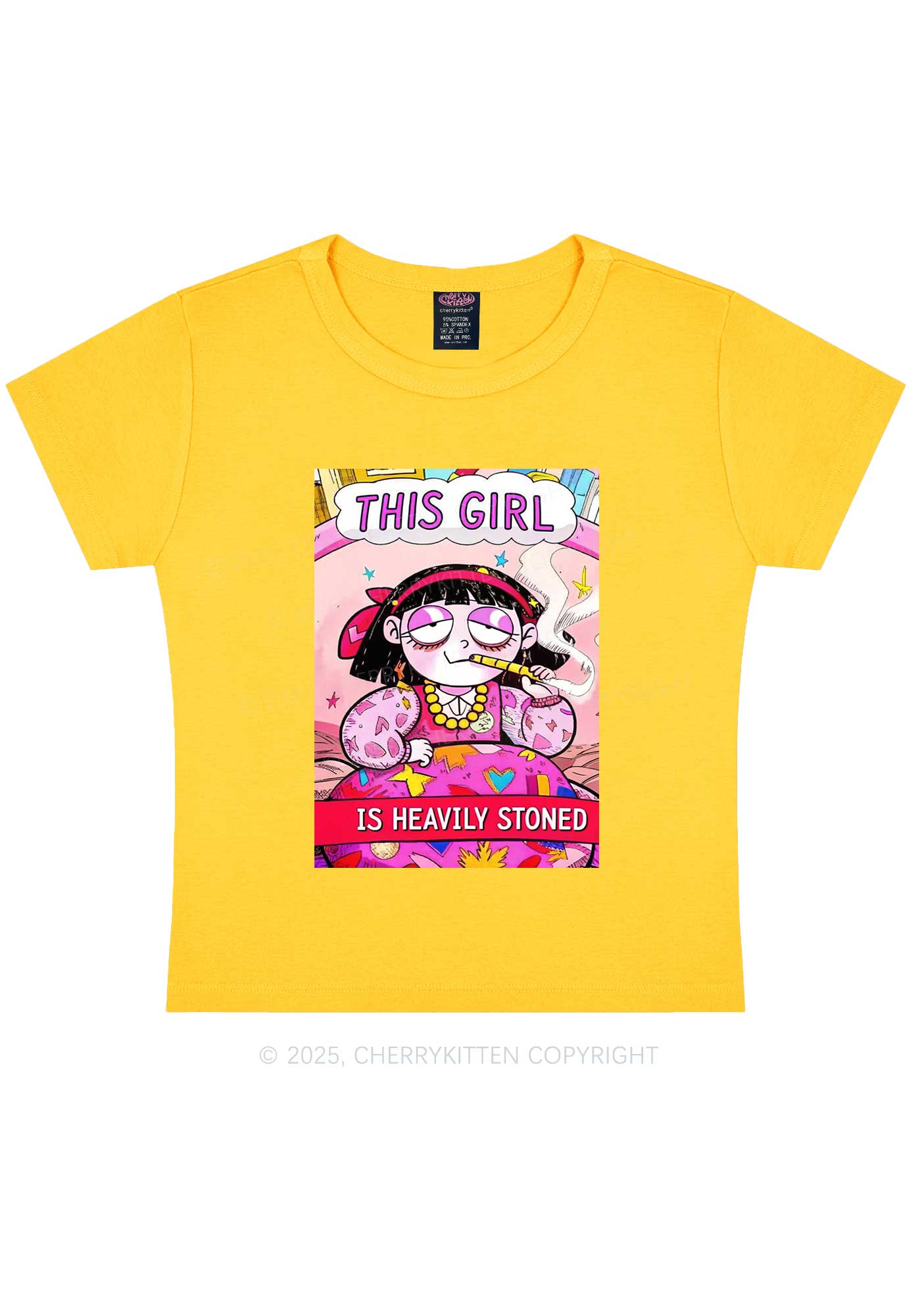 This Girl Is Heavily Stoned Y2K Baby Tee Cherrykitten