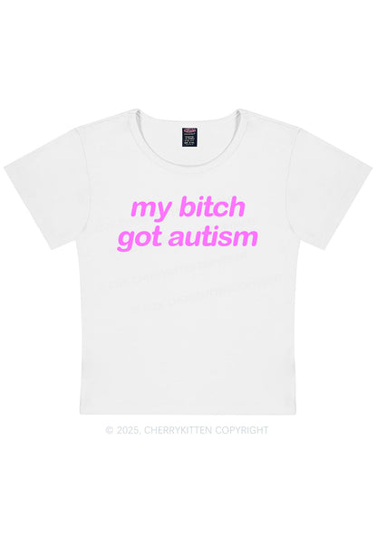 My Bxxch Got Autism Y2K Baby Tee Cherrykitten