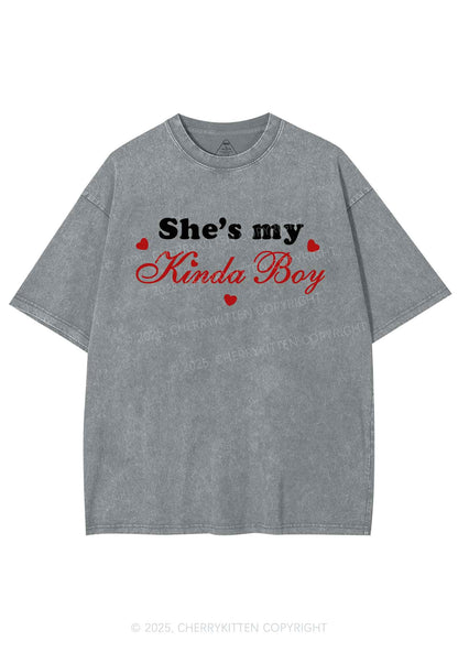 Shes My Kinda Boy Pride Y2K Shirts Washed Tee Cherrykitten