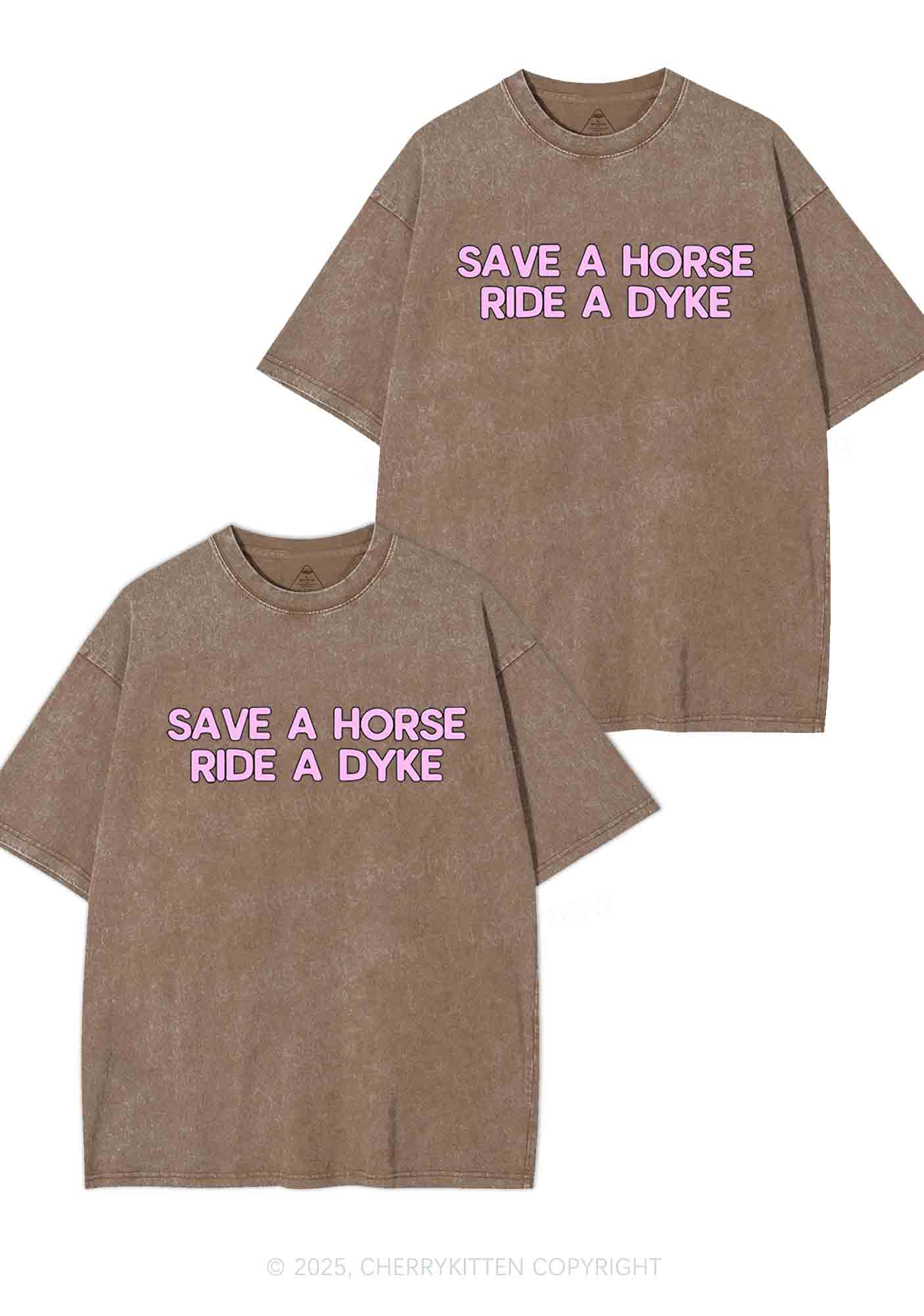 Save Horse Ride Dyke Y2K Valentine's Day Washed Tee Cherrykitten
