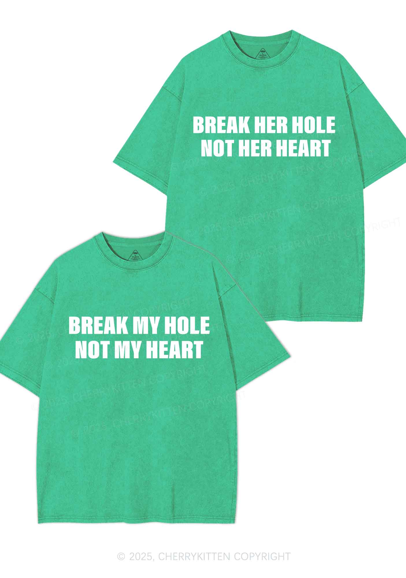 Break Hole Not Heart Y2K Valentine's Day Washed Tee Cherrykitten