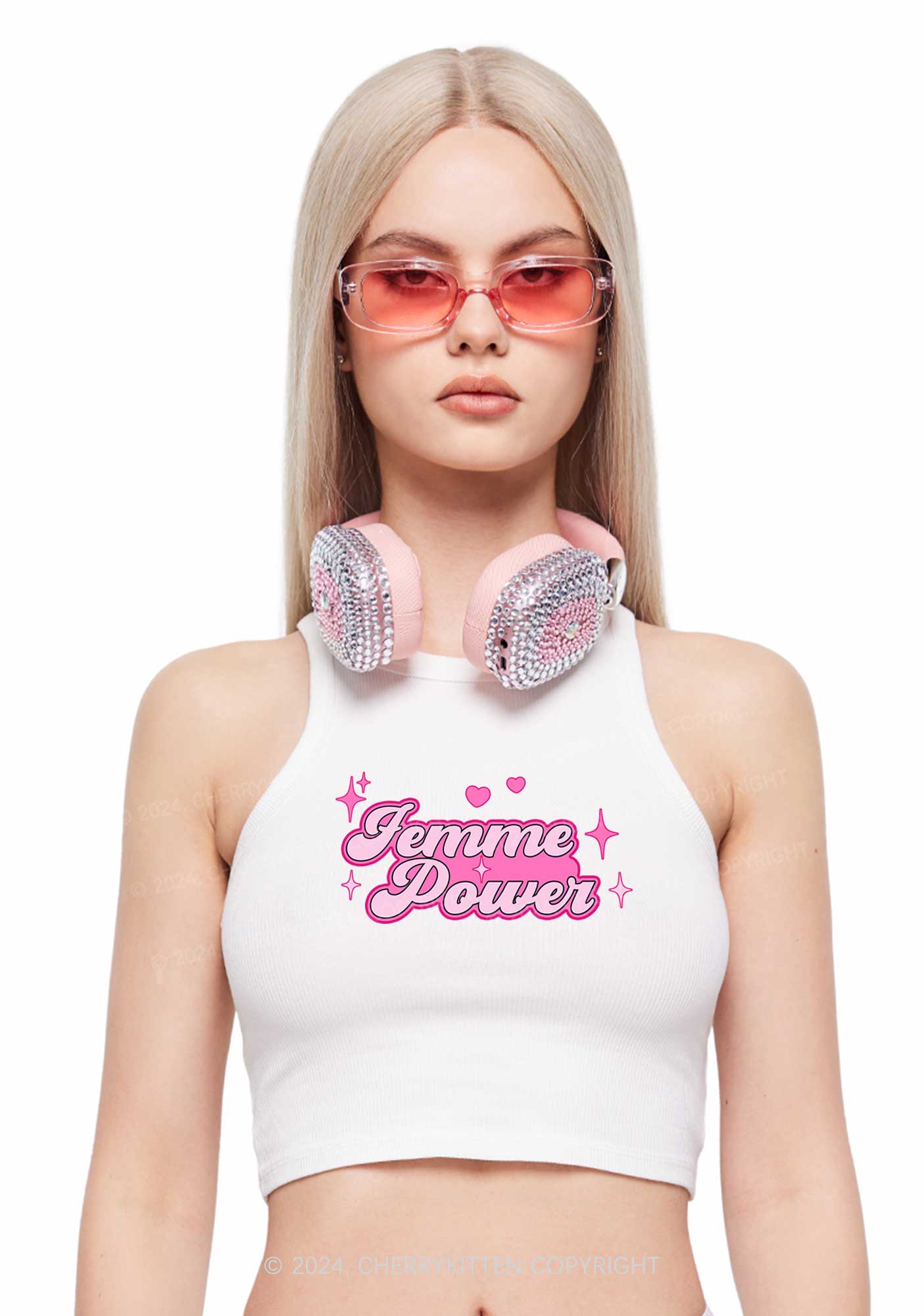Femme Power Y2K Crop Tank Top Cherrykitten