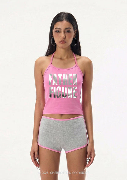 Father Figure Silver Foil Printed Y2K Halter Neck Cami Cherrykitten