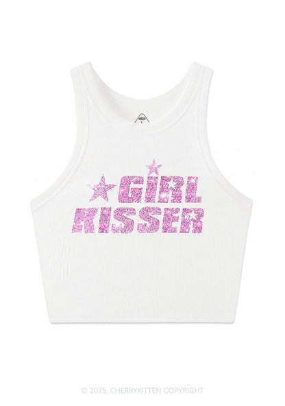 Rhinestone Girl kisser Pride Y2K Crop Tank Top Cherrykitten