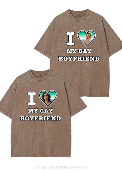 Custom My Gay BF Pride Y2K Valentine's Day Washed Tee Cherrykitten