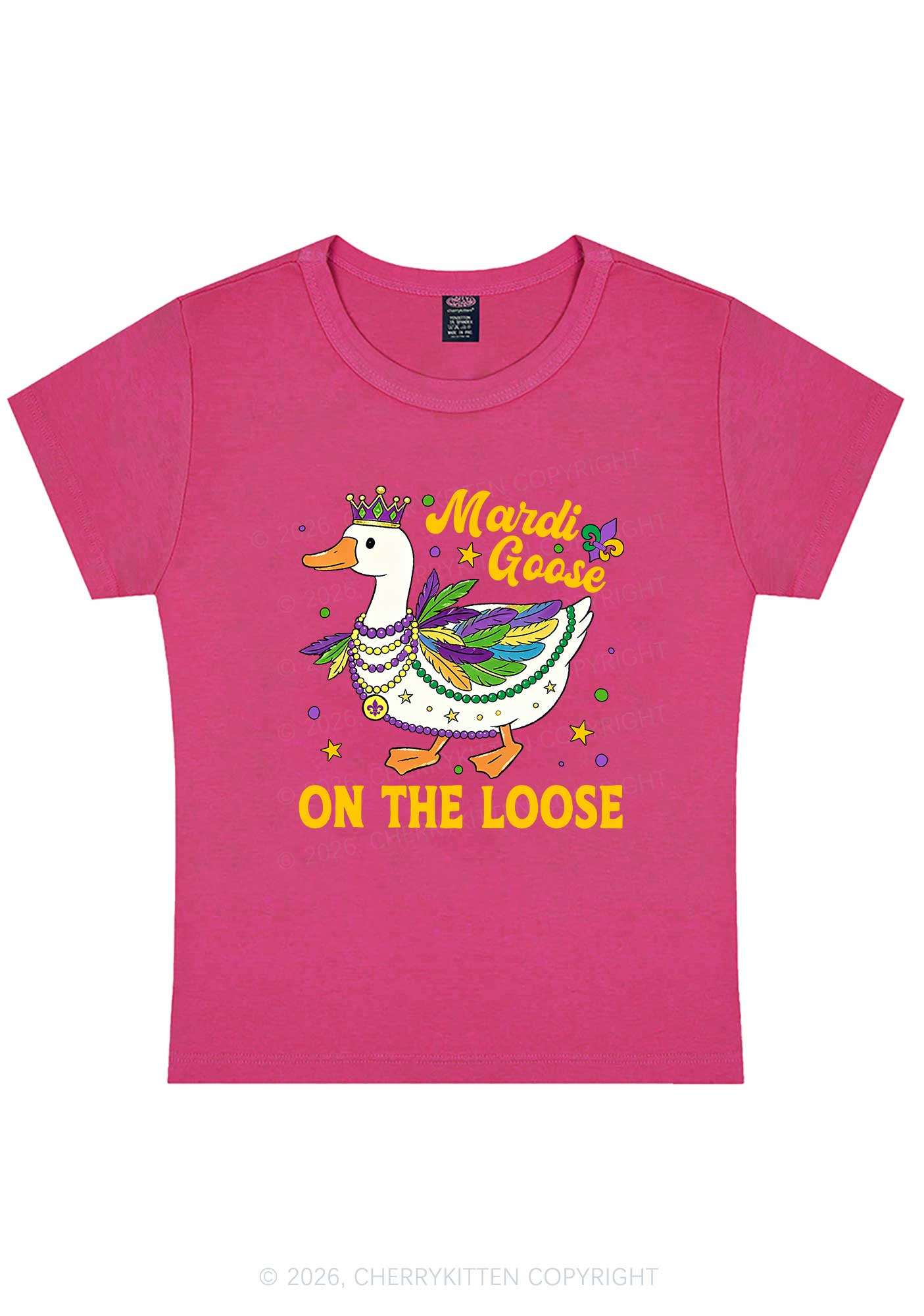 Mardi Goose On The Loose Y2K Baby Tee Cherrykitten