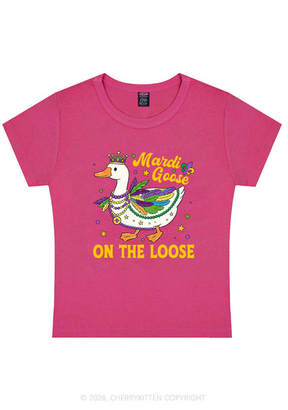 Mardi Goose On The Loose Y2K Baby Tee Cherrykitten