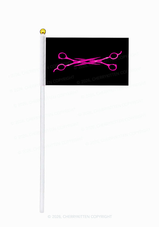 Pink Scissors Pride Y2K Hand Flags Cherrykitten