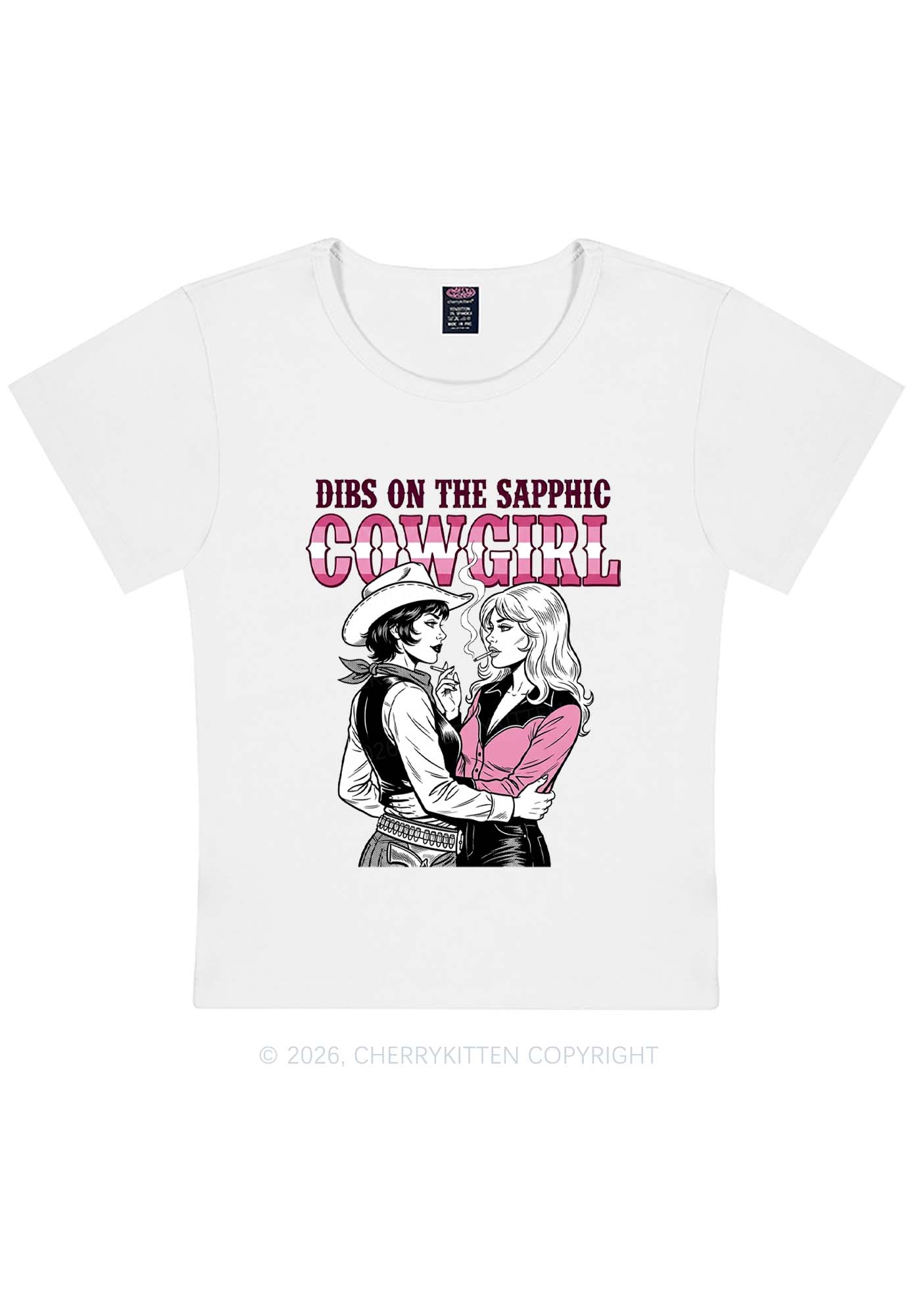Dibs On The Sapphic Cowgirl Pride Y2K Baby Tee Cherrykitten