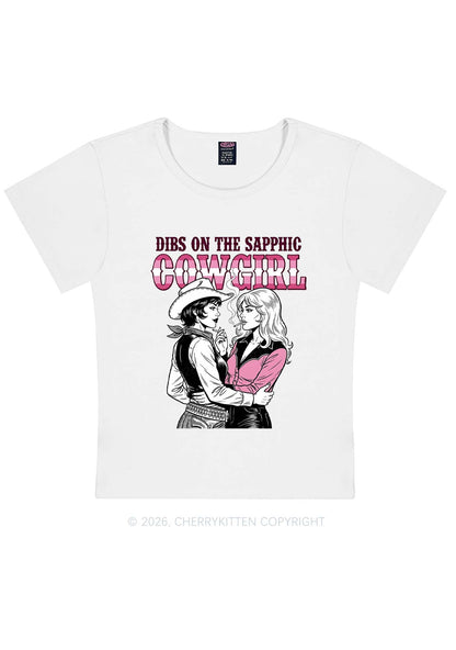 Dibs On The Sapphic Cowgirl Pride Y2K Baby Tee Cherrykitten