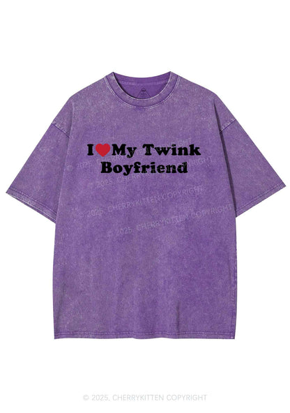 I Love My Twink BF Pride Y2K Shirts Washed Tee Cherrykitten
