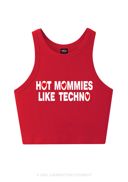 Hot Mommies Like Techno Y2K Crop Tank Top Cherrykitten