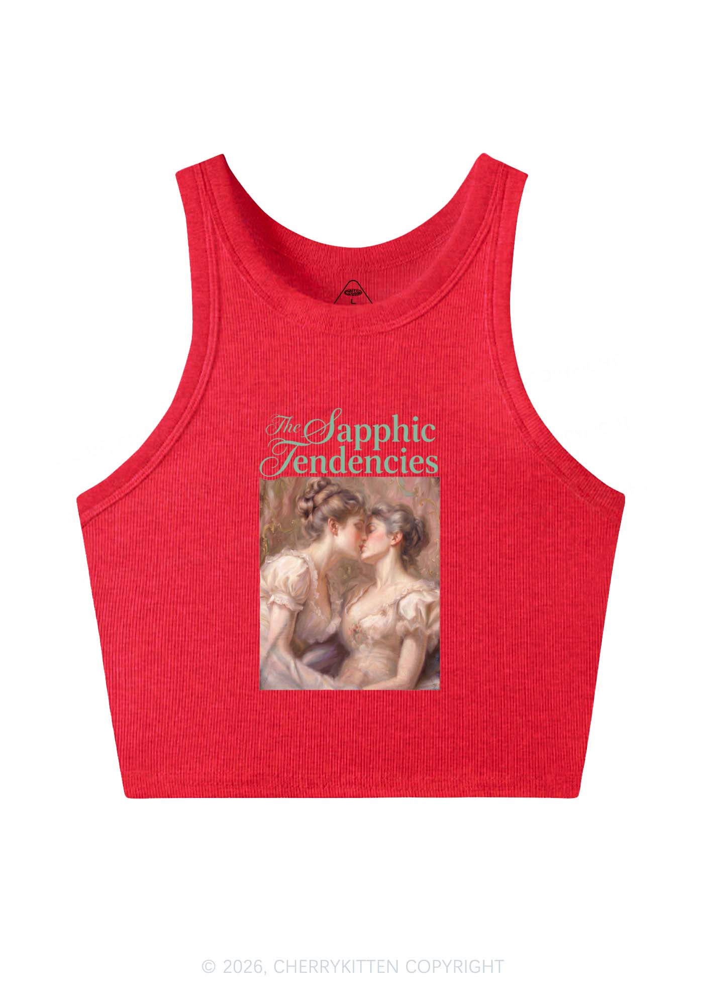 The Sapphic Tendencies Kiss Pride Y2K Crop Tank Top Cherrykitten