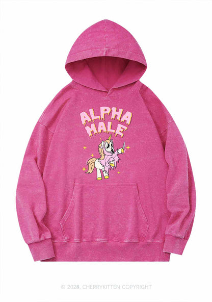 Halloween Unicorn Alpha Male Y2K Washed Hoodie Cherrykitten